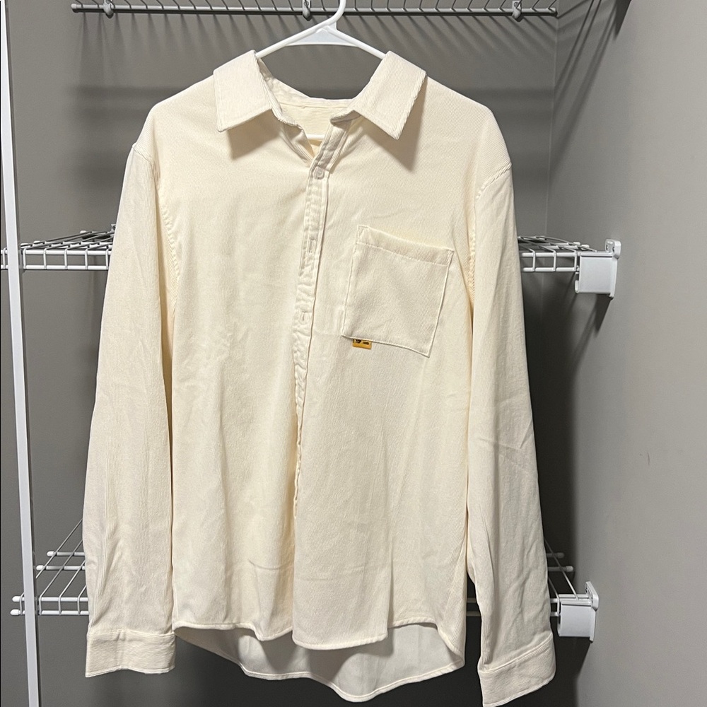 NWOT * Cream Long Sleeve Corduroy Button-Up Shirt Size Large